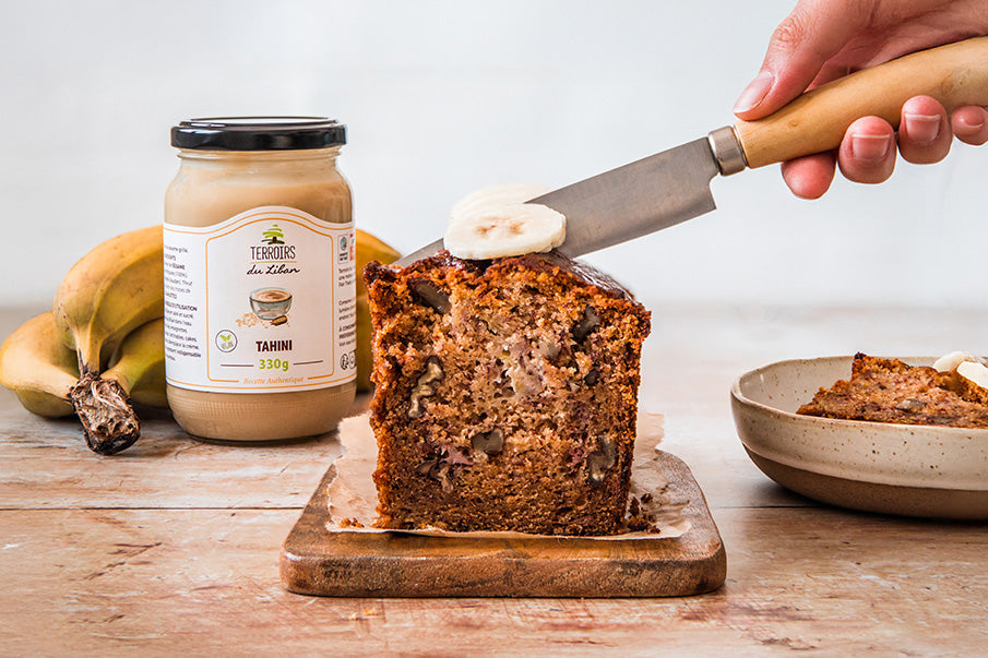 Banana Bread with Tahini and Pecans 