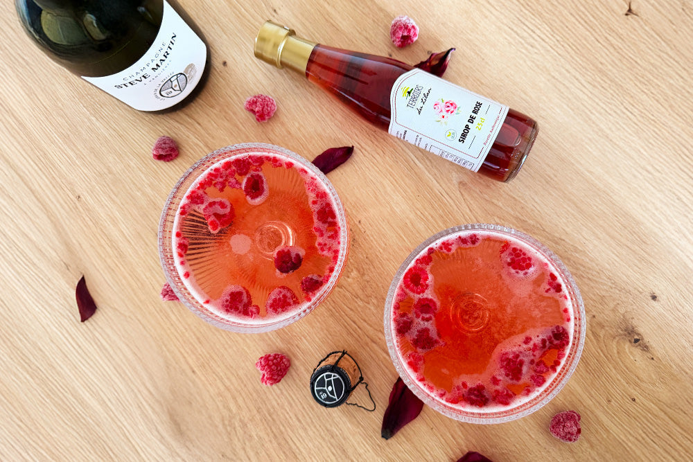 Champagne & Rose Syrup Cocktail