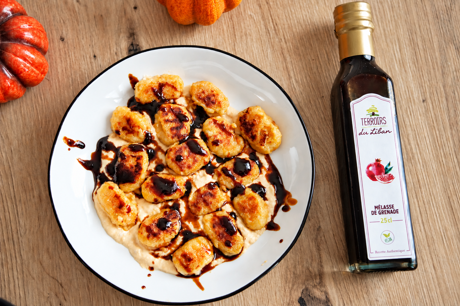 Butternut Gnocchi with Tahini Sauce & Pomegranate Molasses